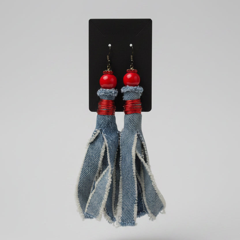 Cherry Denim Earrings