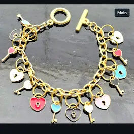 Cross My Heart – Gold Stainless Steel Charm Bracelet