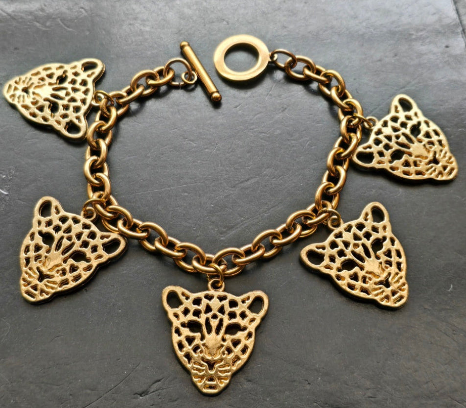 Cheetah Charm Bracelet – Gold Plated