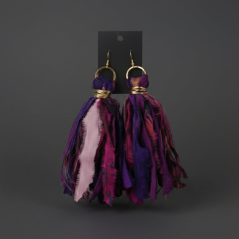 Magenta Fabric Earrings