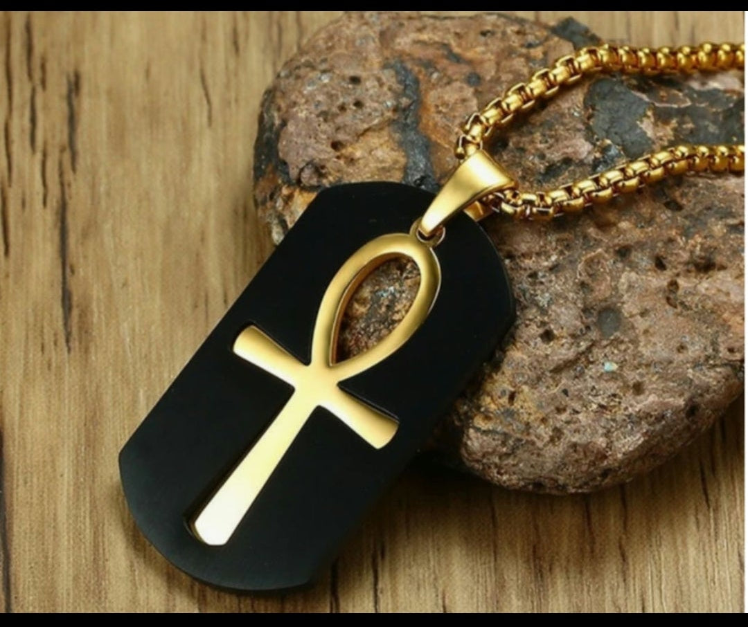 Black & Gold Ankh Necklace