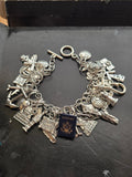 Passport Sis Silver Stainless Steel Travel Theme Charmed Bracelet